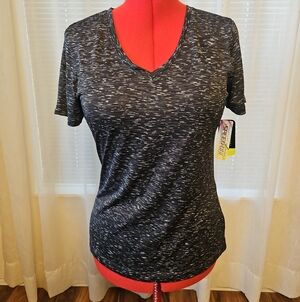 Cascade Sport Speed*Dri Black Heathered V-Neck Short Sleeve Tee